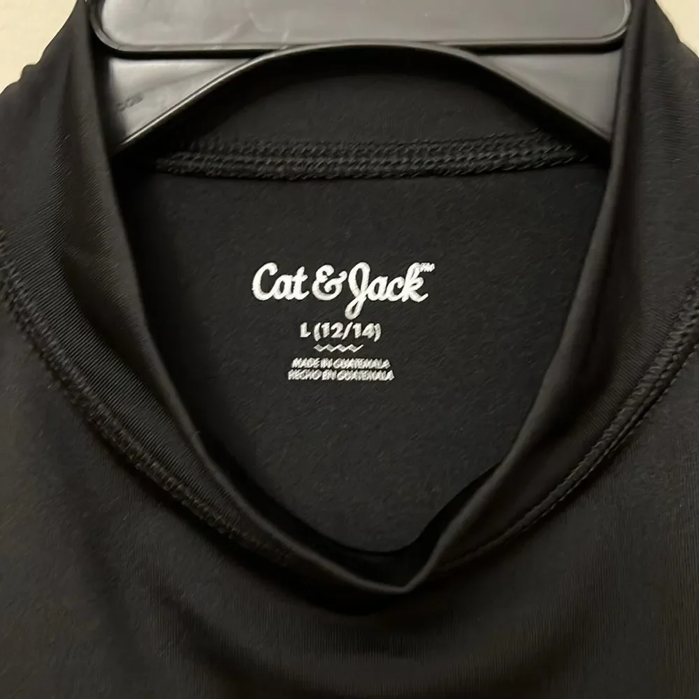 Cat & Jack youth boys size large (12/14) black Lunch swim shirt.